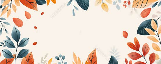 Modern fall frame, geometric leaf patterns, flat design illustration