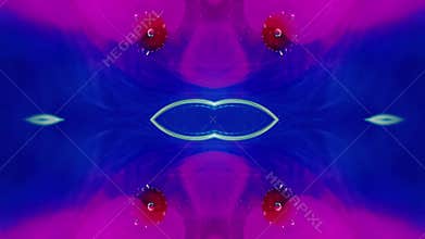 Paint water splash ink fractal pink blue bubbles
