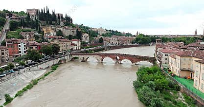 Verona Cityscape Aerial View Adige River