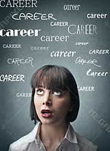 Woman thinking about his career