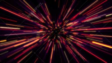 Looped hyperspace jump background with flying through stars. Cosmic animation of glowing streaks