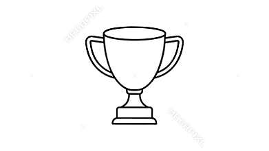 Winner cup with dollar 2d animated outline icon qith Alpha Channel, line icon, video motion design graphics for web, mobile and ui