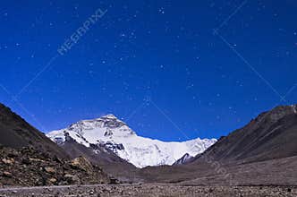 Mount Everest on Starry sky