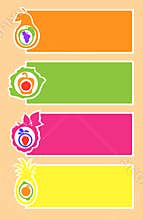 Labels with fruits, vegetables, berries and citrus