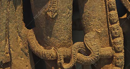 Close-up View on Ancient Statue Of Bhairava Or Frightful, Or Kala Bhairava, Is Shaivite And Vajrayana Deity Worshipped