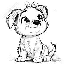 Coloring page of little dog for kids coloring book.