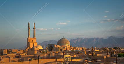 Sunset over ancient city of Yazd, Iran