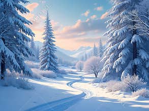 Winter Snow-Covered Landscape