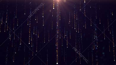 Christmas background with light particles flowing in line