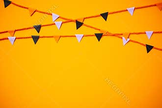 Bunting Flags Halloween Banner on orange background