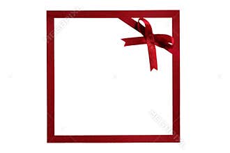 Photo card blank with red ribbon for Christmas on a transparent background in PNG format.