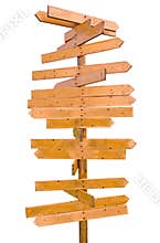 Wooden blank sign post