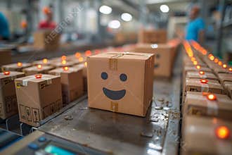 Excited parcels await fast shipping weighing boxes for delivery cost determination