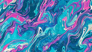 Colorful paint mixing together, creating interesting swirls and textures, perfect for a variety of projects that require