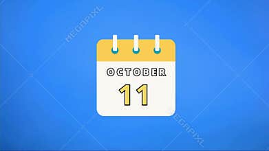 October 11 Digital Date Reveal Calendar Against Blue Background