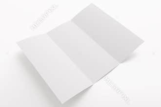 Blank opened tri fold brochure isolated on white