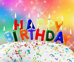 Candles burning congratulation happy birthday