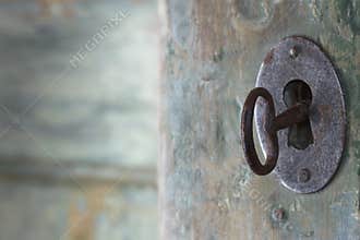 Old green antique door