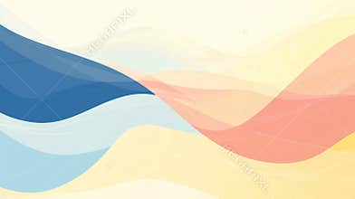 Gentle waves of blue, pink, and yellow create a soothing and elegant abstract background, ideal for design projects that