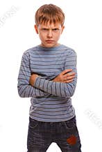 Angry child teenage boy experiencing anger blonde