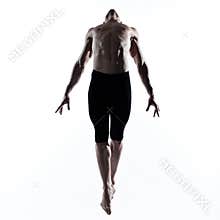 Man modern ballet dancer dancing gymnastic acrobatic jumping