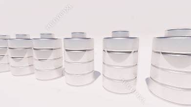 Row of rechargeable batteries on white bg