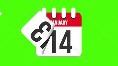 January 16. Calendar appearing, with the pages dropping down