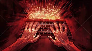 A hand hovers over the keyboard ready to strike at a moments notice as the tension builds in the virtual arena
