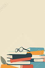 Vertical poster background design in flat minimalistic style, solid pastel background, flat