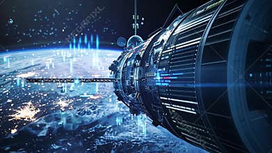 A team of engineers works on installing 6G antennas on the exterior of the space station improving its capability for