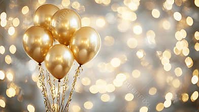 Glitter and gold balloons celebrate a birthday