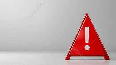Caution: red triangular warning sign with exclamation mark on a plain white background conveying danger and important