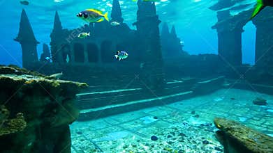 Lost ancient city at the bottom of the ocean.