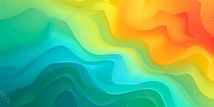Vivid abstract background with flowing wave patterns in rainbow colors.