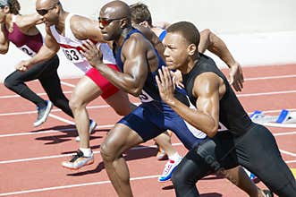 Athletics Sprinting On Running Track