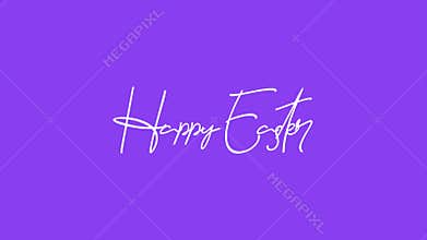 Celebrate Easter with handwritten cursive text on a purple background