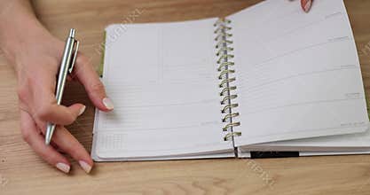 Event planning calendar for the year, event schedule plan agenda according to schedule and woman manager