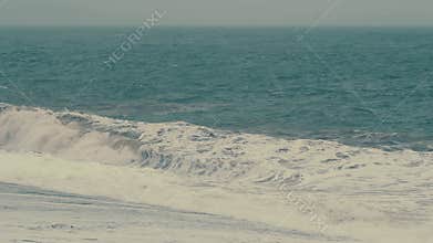 Powerful Stormy Sea Waves. Ocean Waves During A Storm. Big Ocean Wave Breaks. Waves Crushing Coast.