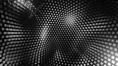Abstract background of black and white rotating cubes. vj loop blocks rotation. Surface of rectangles. 3d animation of