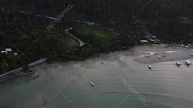 Philippine Paradise: Aerial Drone Views of Stunning Sunsets, Sunrises, and Tropical Beaches with Palm Trees