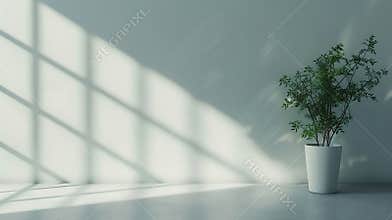 Generative AI Interior scene with wall mock up and copy space. business concept.