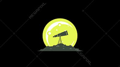 Astronomical telescope animation video in 4k. Video animation of the moon in a planetarium