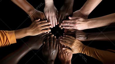 Group made up of people of all ages races genders and backgrounds hugs smiling