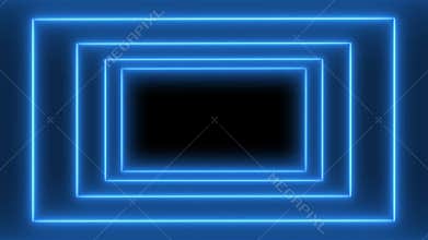 Squares blue neon 3d render, abstract geometric background, fluorescent ultraviolet light, glowing neon light