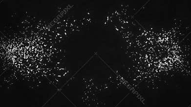 Shattered Word Control. Explosion fractured loop animation. Alpha channel