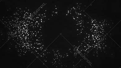 Shattered Word Idea. Explosion fractured loop animation. Alpha channel