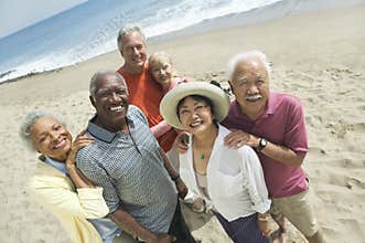 Portrait Of Multiethnic Couples At Beach