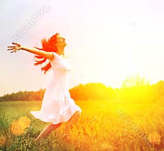 Happy Woman Enjoying Nature