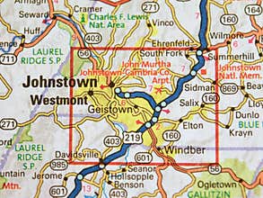 Map Image of Johnstown, Pennsylvania
