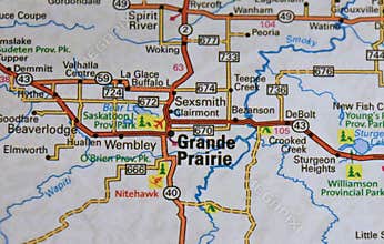 Map Image of Grande Prairie, Canada